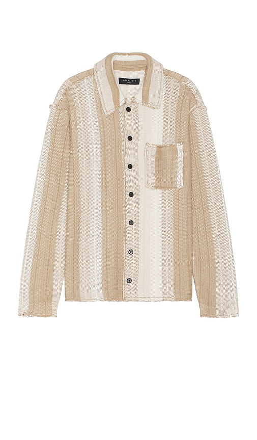 Shop Allsaints Truck Cardigan Shirt In Dust Taupe