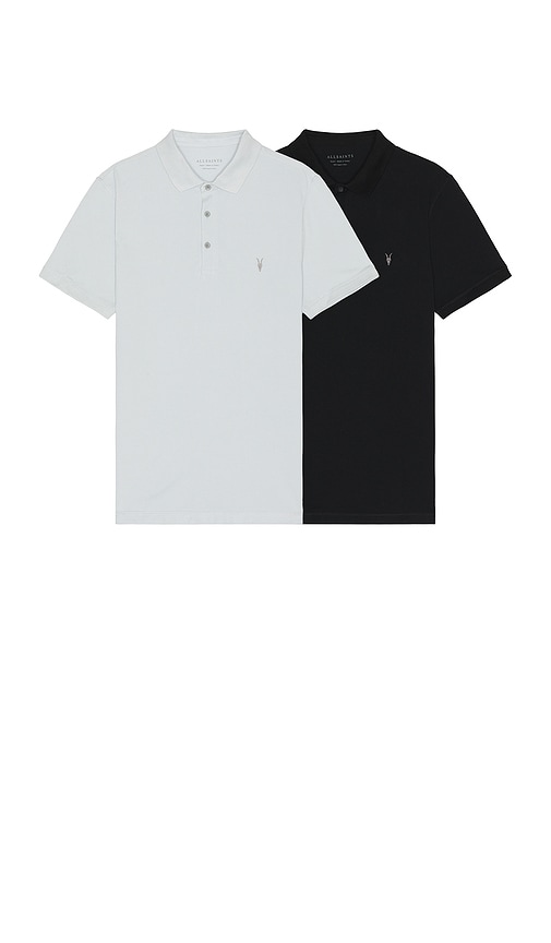 Shop Allsaints Reform 2 Pack Polo In Bethel Blue & Black