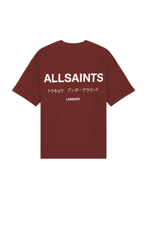 Shop Allsaints Underground Short Sleeve Crew In Burgundy