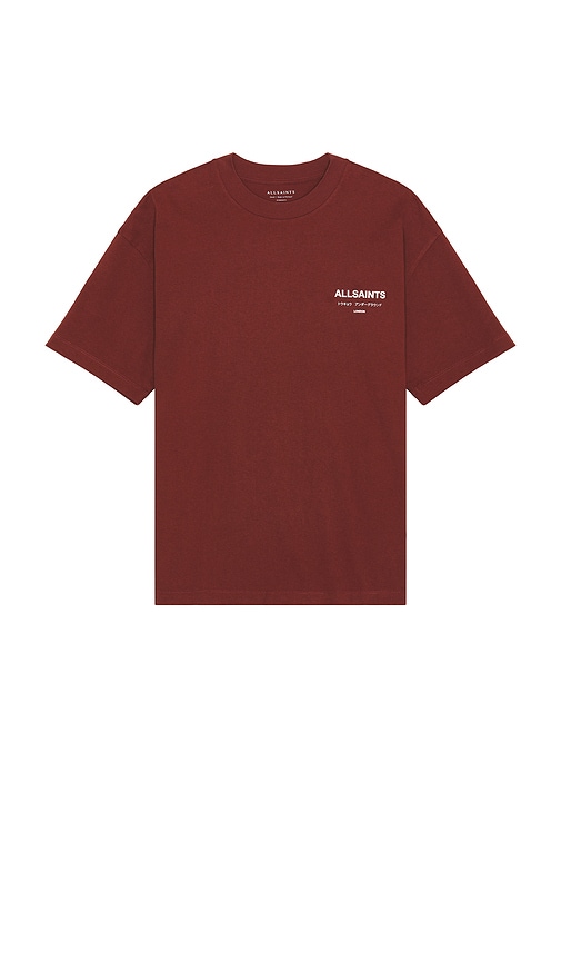 Shop Allsaints Underground Short Sleeve Crew In Burgundy