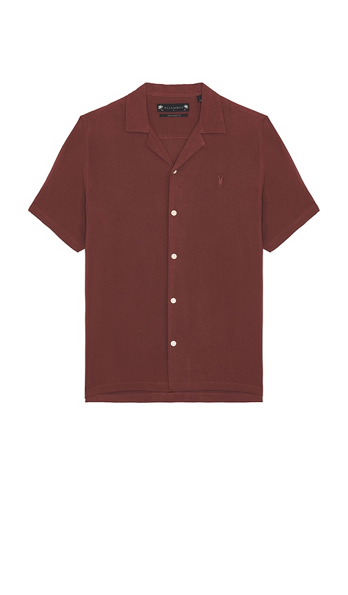 Shop Allsaints Venice Short Sleeve Shirt In Burgundy