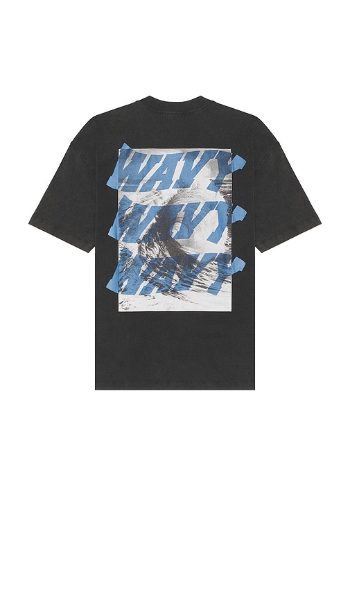 Wavy Crew Neck Tee in Black. - size XL/1X (also in L, M, S)