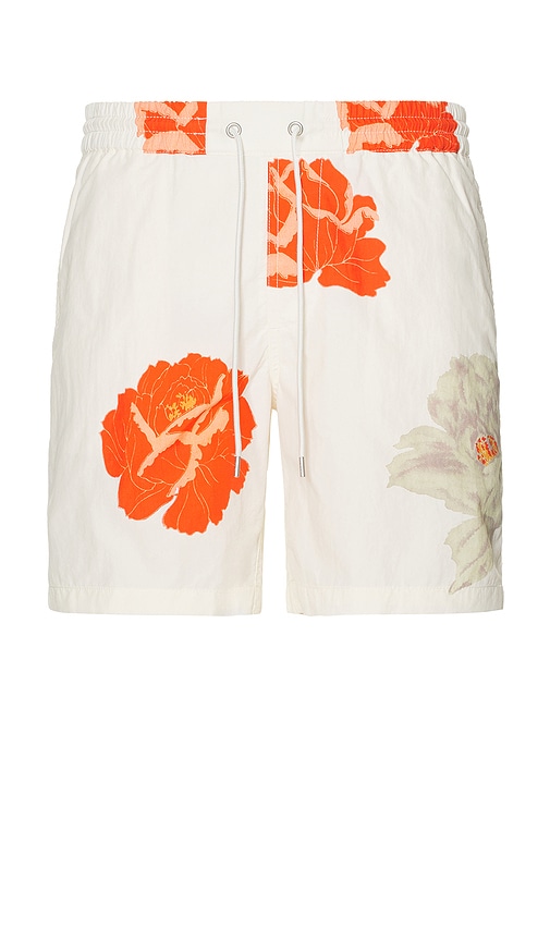 Allsaints Roze Slim Floral Print Swim Shorts In Ecru White