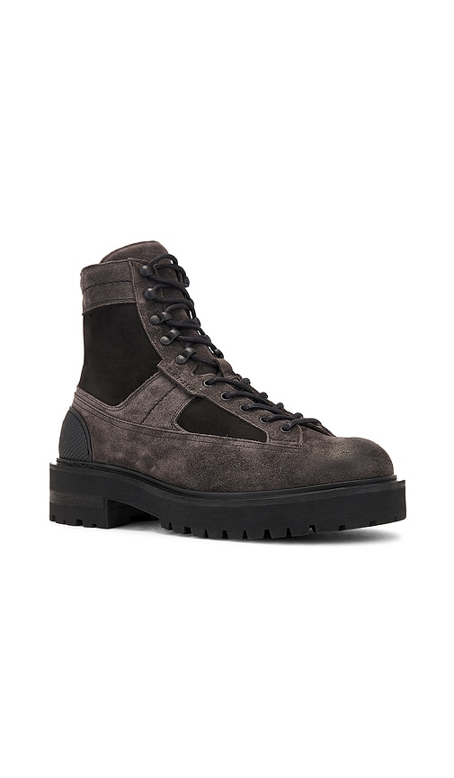 Allsaints Hank Combat Suede Boot In Charcoal