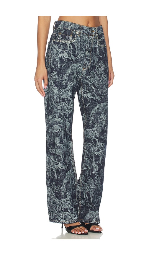 Allsaints Blake Horse Jacquard Denim Jeans In Gray