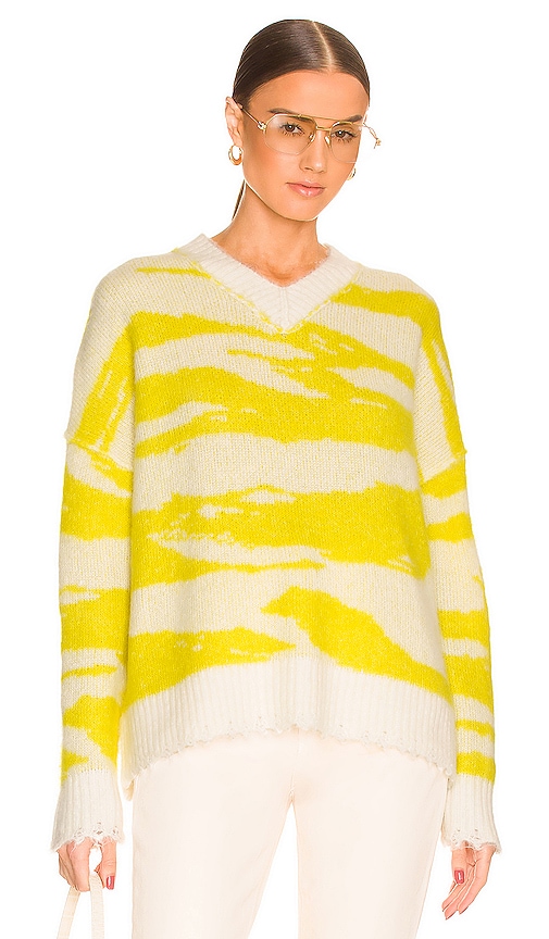 ALLSAINTS Tiga V-Neck Sweater in Sunshine & White