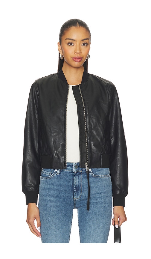 Allsaints Rowan Leather Bomber Jacket In Black