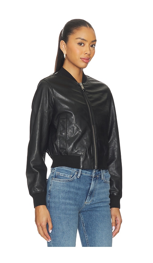Allsaints Rowan Leather Bomber Jacket In Black