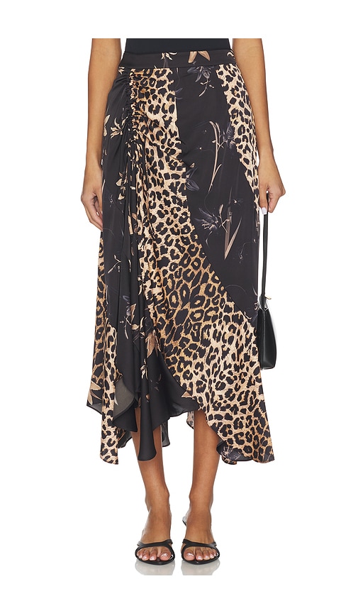 Allsaints Arleen Mixed Print Maxi Skirt In Black