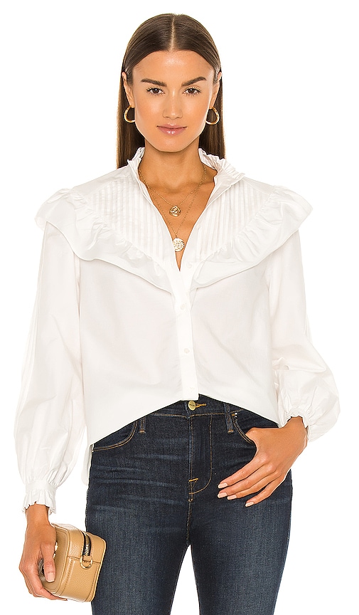 ALLSAINTS Fiala Frill Shirt in Chalk White | REVOLVE