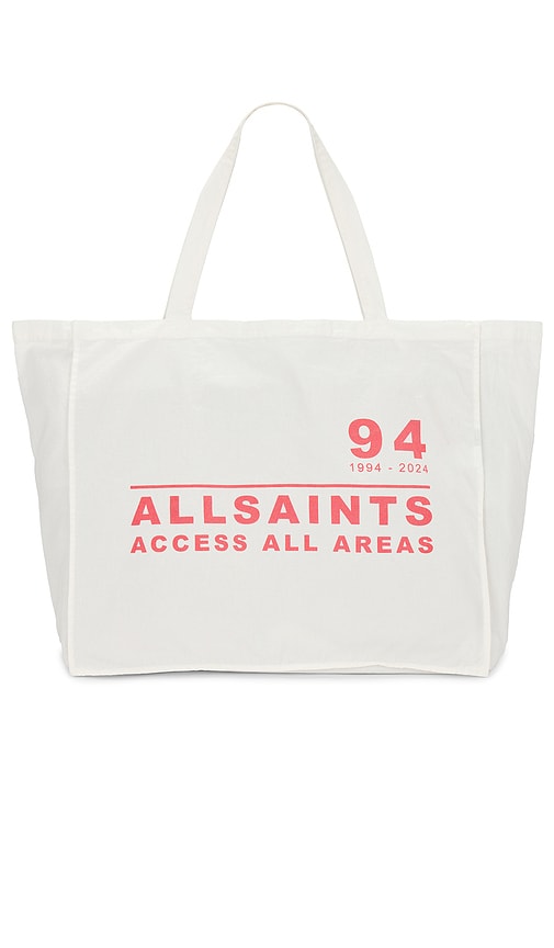 Shop Allsaints Access All Areas Tote In White & Neon Pink