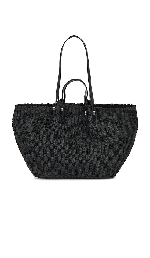Allsaints Allington Black Straw Tote Bag In 黑色