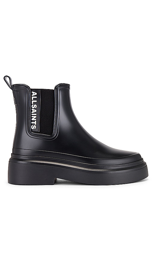 Shop Allsaints Hetty Rubber Boot In 黑色