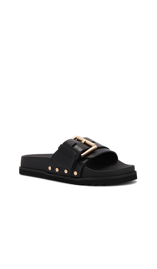 Allsaints Leather Ellie Stud Slides In Black
