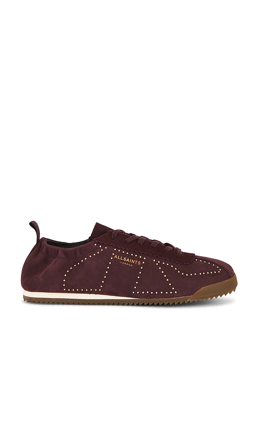 Allsaints Kenny Stud Runner Sneaker In Burgundy