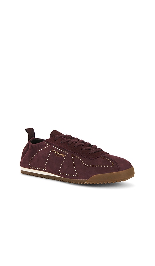 Allsaints Kenny Stud Runner Sneaker In Burgundy