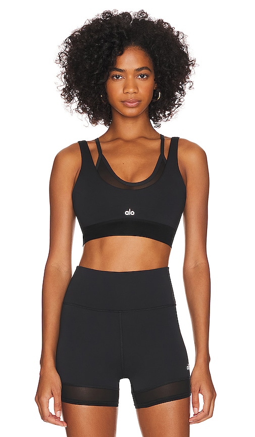 Alo Yoga Airlift Double Trouble Sports Bra In Black