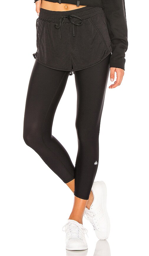 alo High Waist 2 In 1 Capri Legging in Black | REVOLVE