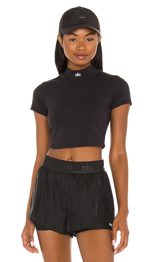 alo Captivate Short Sleeve Top in Black | REVOLVE