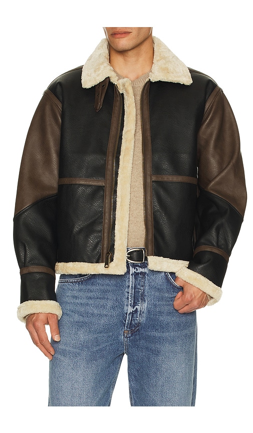 ALPHA INDUSTRIES Faux Leather B-3 Mod Jacket in Espresso