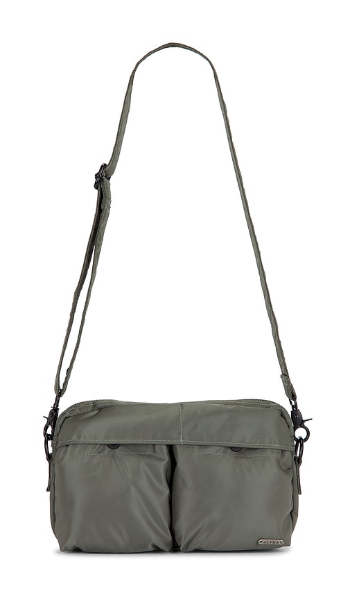 Alpha Industries Nylon Messenger Bag In Field Grey