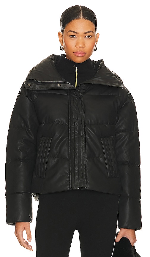 Shop Alp N Rock Peak Puffer Ii Crop Jacket In Black Leather