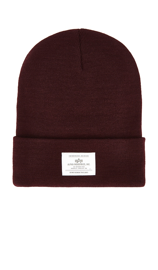 Alpha Industries Essential Beanie In Burgundy