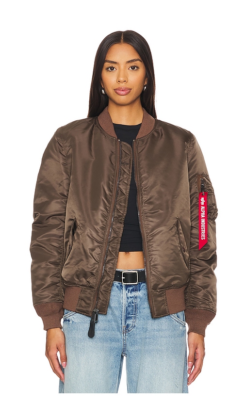 ALPHA INDUSTRIES Ma-1 Jacket in Chocolate | REVOLVE