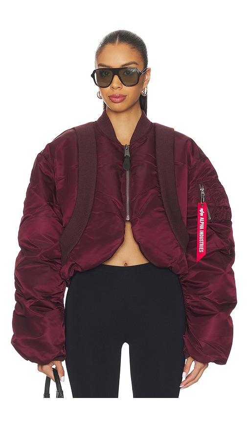 Alpha Industries Ma-1 Knit Rib Flight Jacket In Burgundy