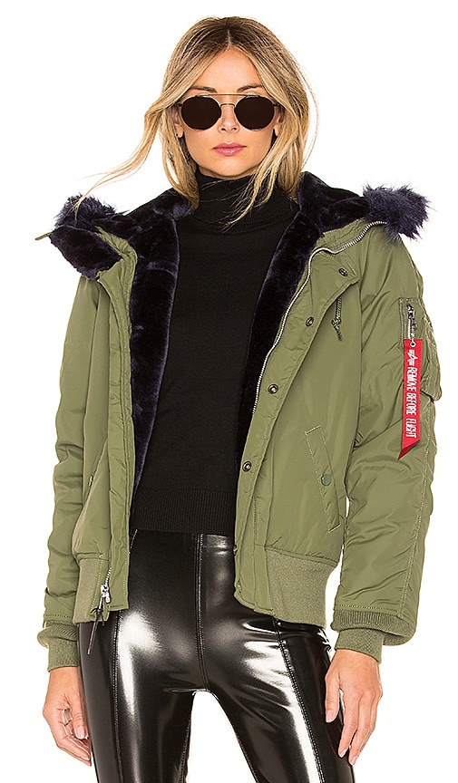 ALPHA INDUSTRIES N-2B Impact Parka With Faux Fur Trim in Sage | REVOLVE