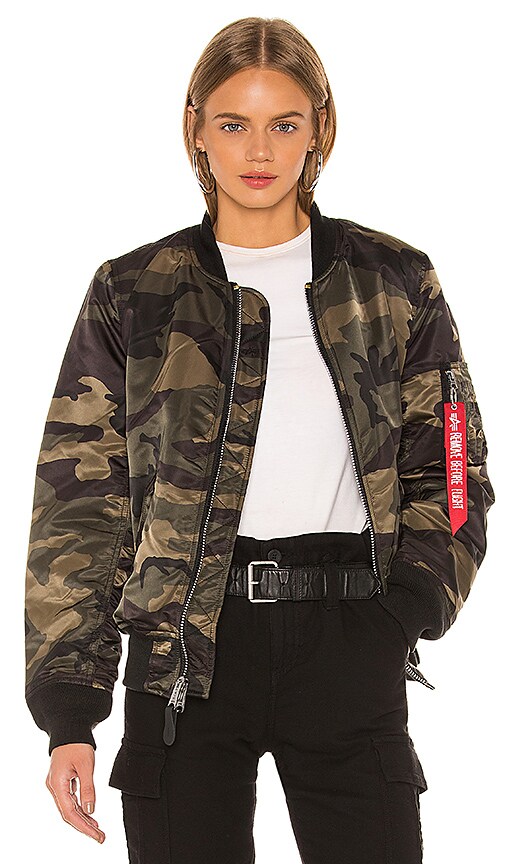 alpha industries camo bomber jacket