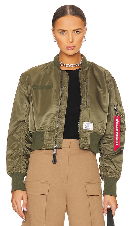 Alpha Industries L-2b Cropped Flight Jacket In Green