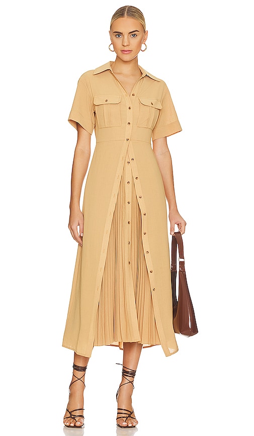 A.l.c Florence Pleated Button-front Maxi Dress In Raffia