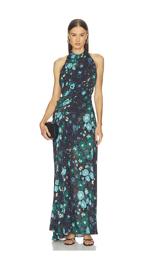 alc aries dress green A.L.C. Pleated Gown Web Collection: Floral