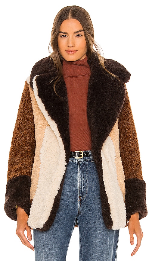 A.L.C. Stefan Faux Fur Coat in Brown Multi | REVOLVE