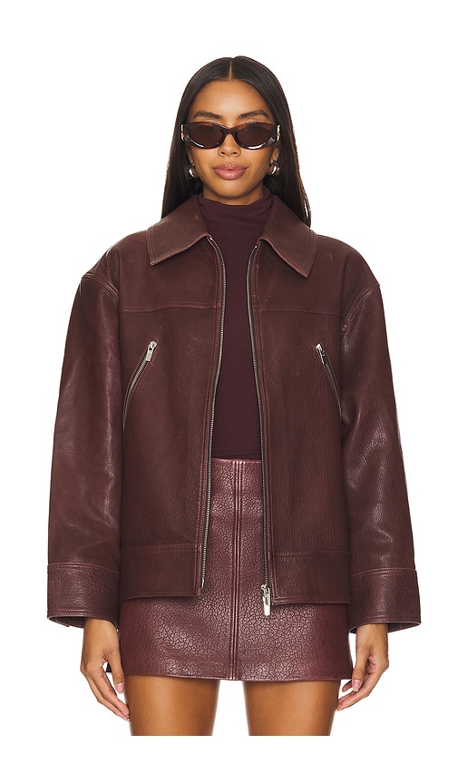 A.L.C. Olive Leather Jacket in Umber