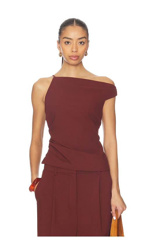 A.l.c Leia Draped Asymmetric Top In Burgundy