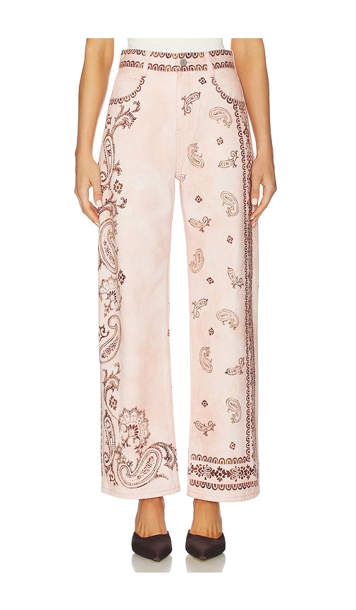 Alemais Akia Straight Leg Denim Jean in Pink