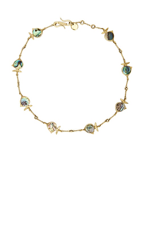 Calypso Paua Fish Necklace in Metallic Gold.