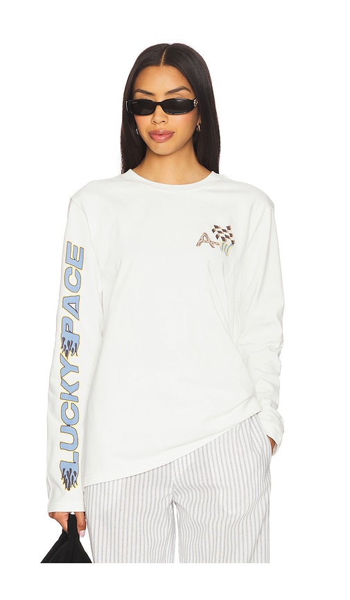 Lucky Pace Long Sleeve Logo Tee in Cream. - size XS (also in L, M, S, XXS)