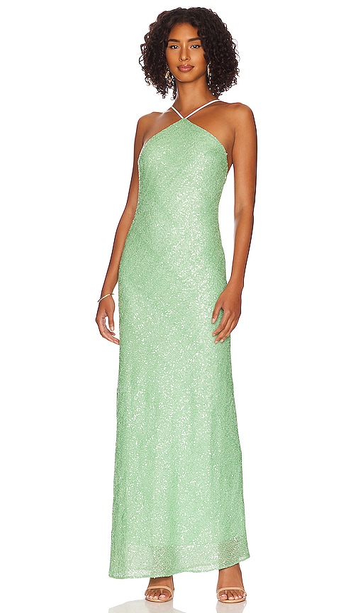 Amanda Uprichard x REVOLVE Riesling Sequin Gown in Mint Sequin