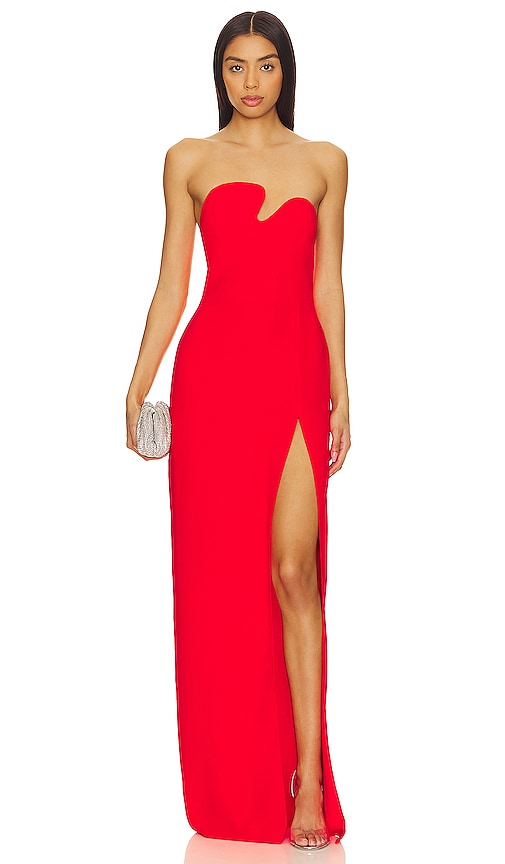 Amanda Uprichard X Revolve Strapless Puzzle Gown In Red