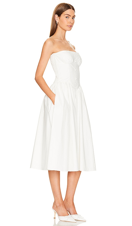 Shop Amanda Uprichard Strapless Holland Dress In 白色