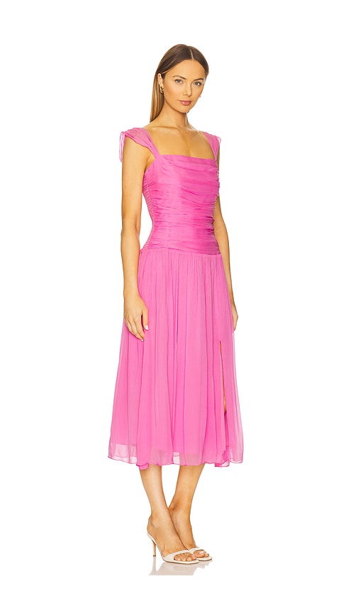 Amanda Uprichard Reine Drop Waist Midi Dress In Cosmopolitan In Multi