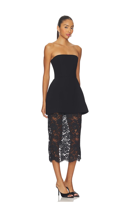 Amanda Uprichard Jada Strapless Lace Midi Dress In Black