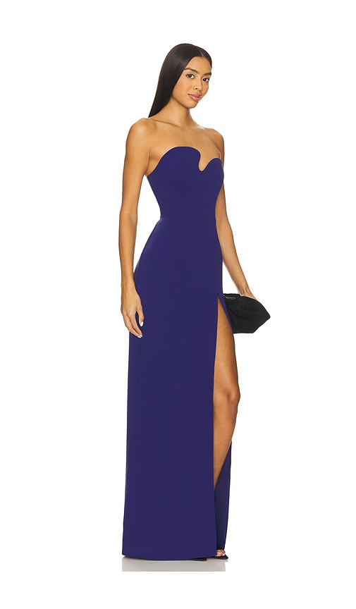 Amanda Uprichard X Revolve Strapless Puzzle Gown In Blue