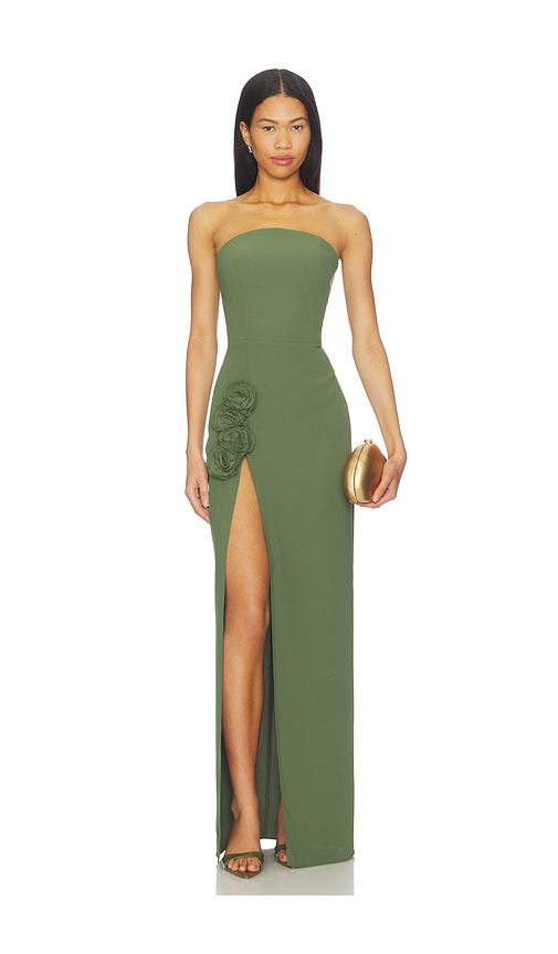 Amanda Uprichard X Revolve Wolfe Gown In Green