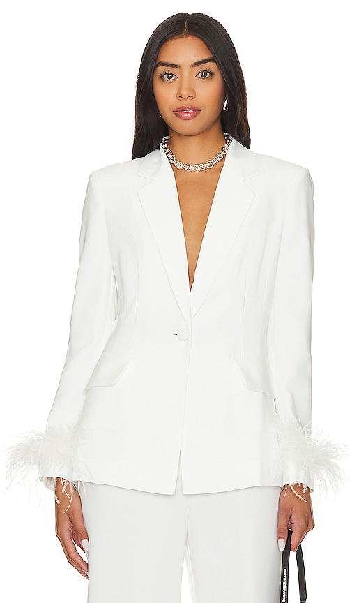 Amanda Uprichard X Revolve Herald Feather Blazer in Ivory