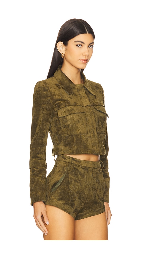 Amanda Uprichard X Revolve Lucas Suede Jacket In Olive Green