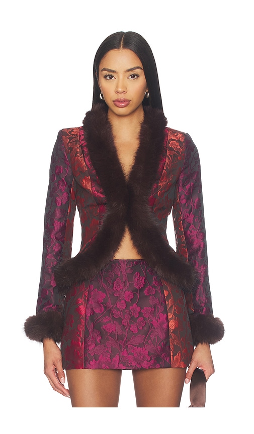 Anya Faux Fur Jacket by Amanda Uprichard in Sabrina Brocade